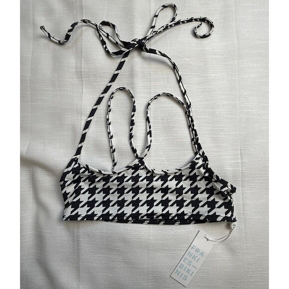 Frankies Bikinis Aleisha In Houndstooth Print Halter Bikini Top Sz XS New - Picture 2 of 6